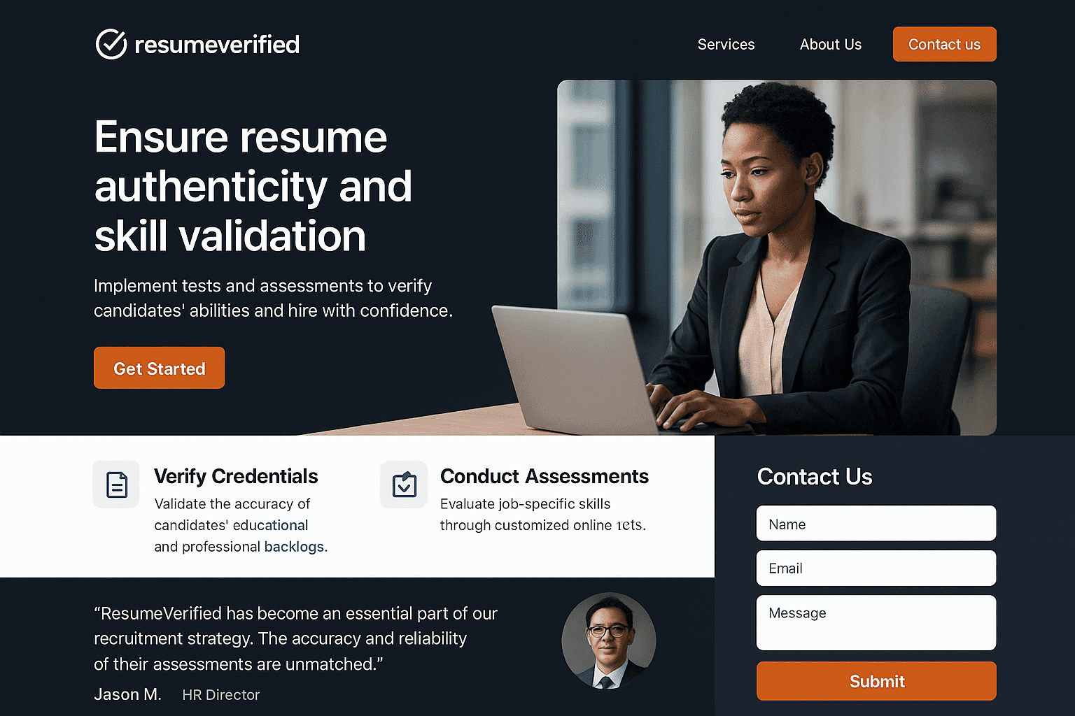resumeverified.com website mockup